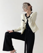 Load image into Gallery viewer, Seville Flare Leg Buckle Tailored Trousers in Black
