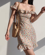 Load image into Gallery viewer, Gardenia 2-way Off Shoulder Floral Mini Dress in Print
