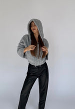 Load image into Gallery viewer, Cozy Fleece Cropped Hoodie in Grey
