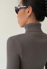 Load image into Gallery viewer, Ribbed Foldover Turtleneck Top in Grey
