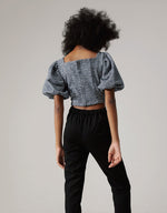 Load image into Gallery viewer, Chateau Puff Sleeve Top - Grey Tweed
