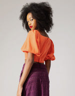 Load image into Gallery viewer, Chateau Puff Sleeve Top - Tangerine
