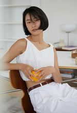 Load image into Gallery viewer, Twist Strap Cropped Top in White
