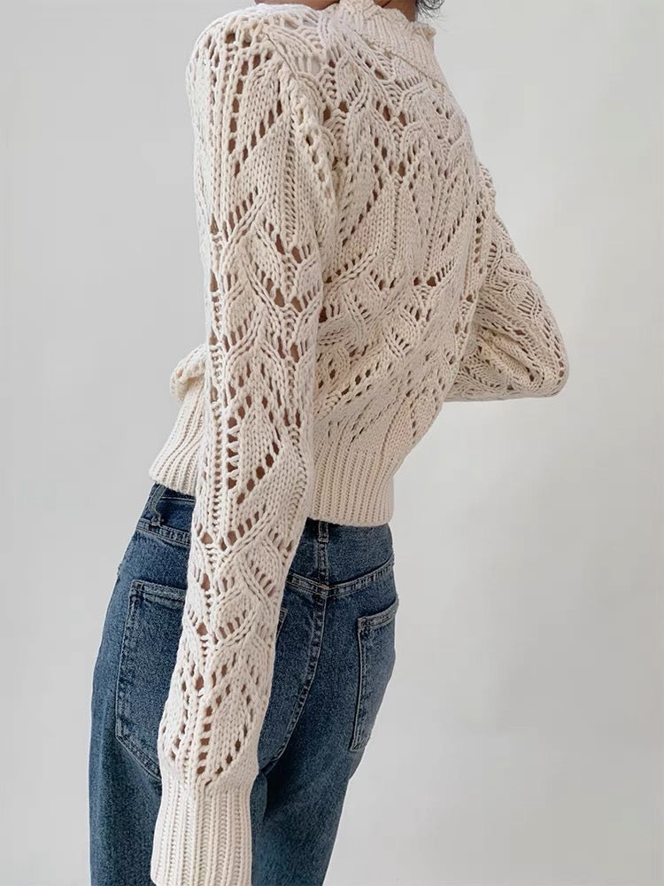Knit Lace Sweater in Cream