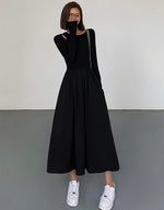 Load image into Gallery viewer, Long Sleeve Cutout Pocket Dress in Black
