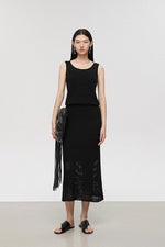 Load image into Gallery viewer, Knitted Net H-Line Skirt in Black
