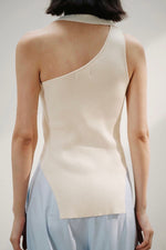 Load image into Gallery viewer, Asymmetric Knit Sleeveless Top in Cream
