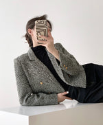Load image into Gallery viewer, Oviedo Boxy Cropped Button Jacket in Grey

