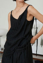 Load image into Gallery viewer, Tencel Blend Wrap Tie Sleeveless Top in Black
