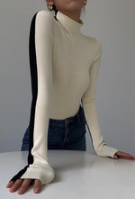 Load image into Gallery viewer, Duo Tone Back To Front High Neck Top in Cream/Black
