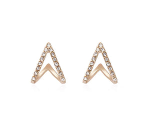 MGold Diamante Point Stud Earrings