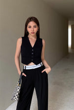 Load image into Gallery viewer, Tailored Sleeveless Vest in Black
