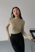 Load image into Gallery viewer, Relaxed High Neck Long Sleeve Top in Khaki
