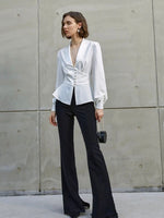 Load image into Gallery viewer, Brika Button Tuxedo Blouse
