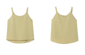 Wide Strap V Camisole Top in Olive