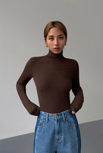 Load image into Gallery viewer, Ribbed Turtleneck Top - Brown
