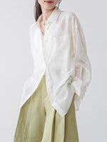 Load image into Gallery viewer, Classic Oversized Tencel Pocket Shirt in White

