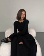 Load image into Gallery viewer, Long Sleeve Pocket Maxi Dress in Black
