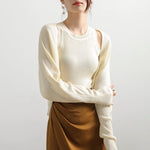 Load image into Gallery viewer, Light Knit Tank + Bolero Set in Cream
