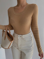 Load image into Gallery viewer, Wool Blend Knit Long Sleeve Top - Buttermilk
