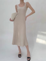 Load image into Gallery viewer, Tank Knitted Ribbed Midi Dress in Beige
