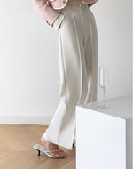 Load image into Gallery viewer, Valencia Wide Leg Line Tailored Trousers in Cream

