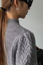 Load image into Gallery viewer, Cable Knit Winter Sweater in Grey
