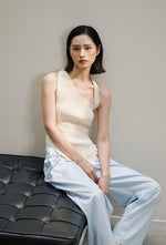 Load image into Gallery viewer, Asymmetric Knit Sleeveless Top in Cream
