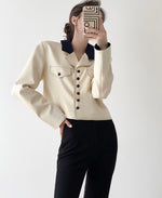 Load image into Gallery viewer, Contrast Boxy Stitching Jacket in Cream
