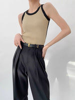 Load image into Gallery viewer, The Duo Half Knitted Tank Top in Beige
