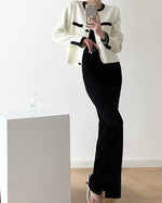 Load image into Gallery viewer, Seville Flare Leg Buckle Tailored Trousers in Black
