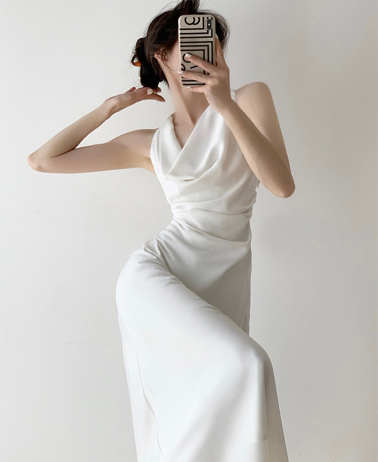 Parkway Drape Maxi Dress in White