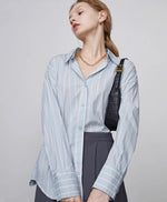 Load image into Gallery viewer, Oversized Striped Shirt in Light Blue
