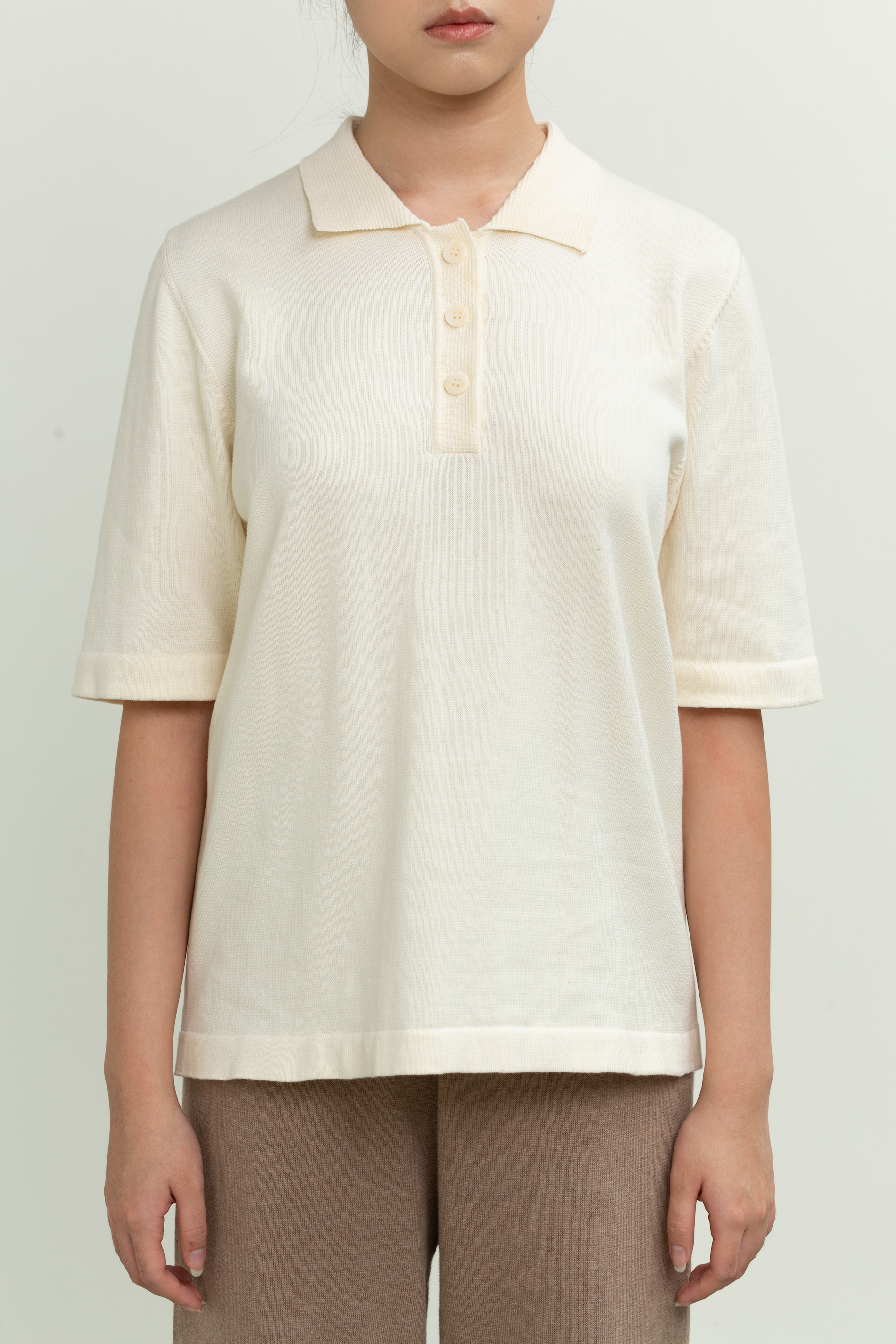 Knit Collared Top in Off-White