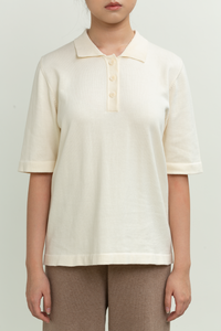 Knit Collared Top in Off-White