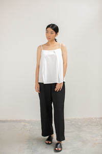 Reversible Fold Ruche Tank in White