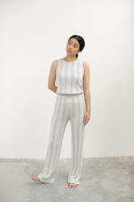 Load image into Gallery viewer, Knit Stripe Pattern Pants in Grey
