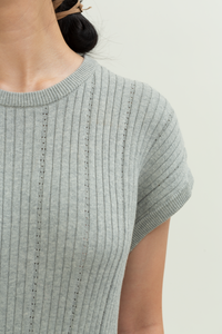 Textured Knit Midi Dress in Grey