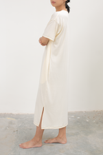 Load image into Gallery viewer, Bamboo Contrast Shirt Dress in Cream
