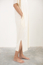 Load image into Gallery viewer, Bamboo Contrast Shirt Dress in Cream
