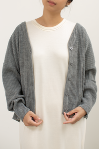 Knit Loose Button Cardigan in Grey
