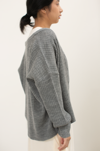 Knit Loose Button Cardigan in Grey