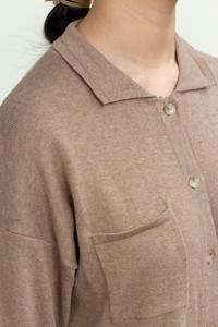 Knit Long Sleeve Shirt in Brown