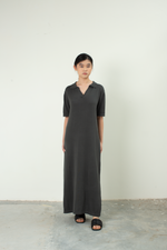 Load image into Gallery viewer, Knit V Neck Maxi Dress in Dark Grey
