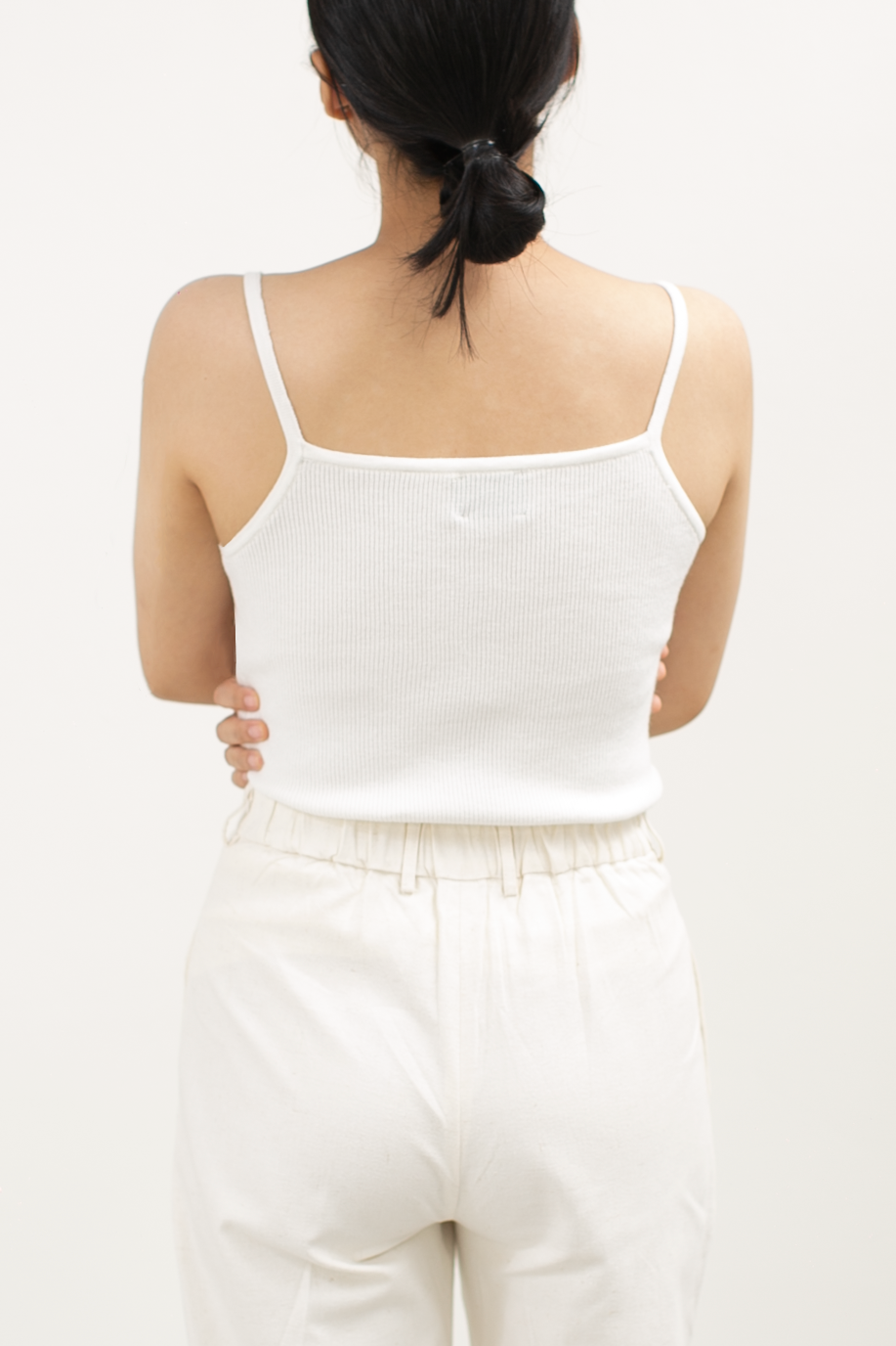 Knit Strap Tank Top in White