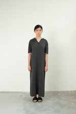 Load image into Gallery viewer, Knit V Neck Maxi Dress in Dark Grey
