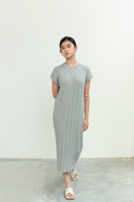 Load image into Gallery viewer, Textured Knit Midi Dress in Grey

