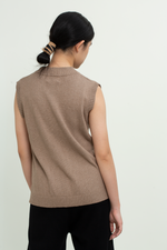 Load image into Gallery viewer, Knit Sleeveless Vest Top in Brown
