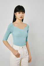 Load image into Gallery viewer, Sweetheart Light Knit Midi Top in Blue
