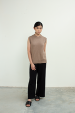 Load image into Gallery viewer, Knit Sleeveless Vest Top in Brown
